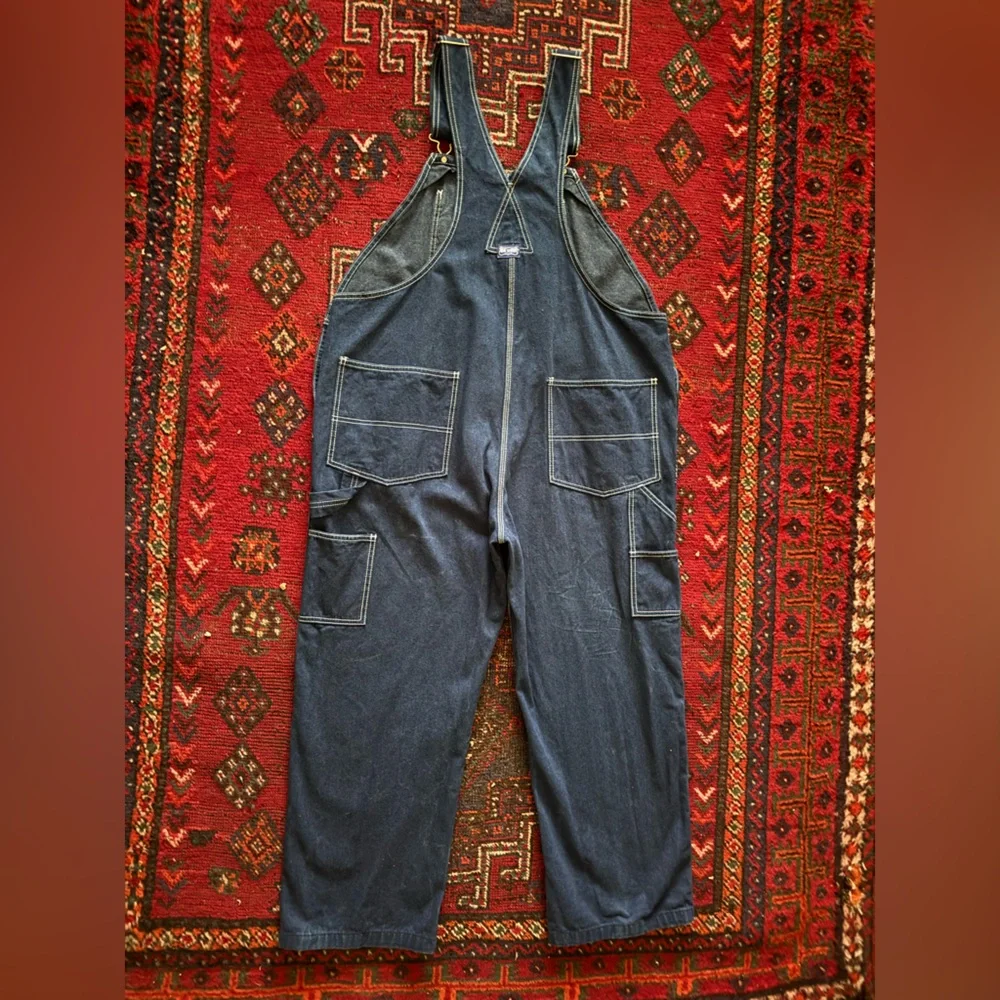 Vintage distressed Big Smith Blue Denim Overalls 42x30 - Picture 6 of 8